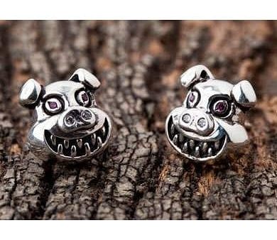 Evil Devil Pig Head Sterling Silver Gothic Earrings Cheap