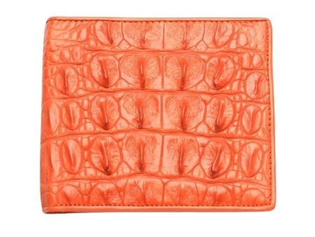 Orange Crocodile Skin Bifold Wallet For Sale