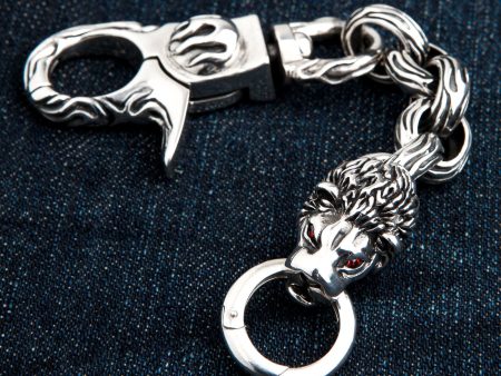 Lion Head Sterling Silver Biker Keychain Fashion