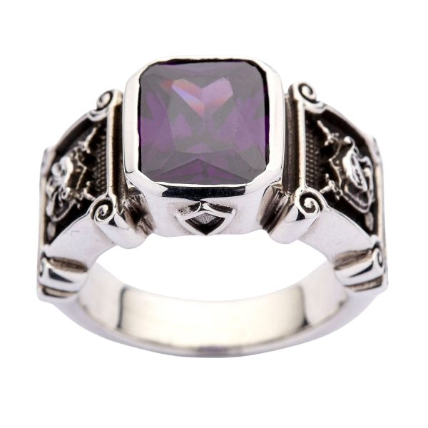 Amethyst Knight Sterling Silver Medieval Ring Online Hot Sale