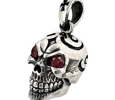 925 Sterling Silver Garnet Skull Pendants Hot on Sale