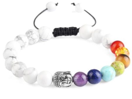 Ancient Infusions Howlite Adjustable Rope 7 Chakra Bracelet with Buddha Head – Balance, Serenity, and Spiritual Energy Online now