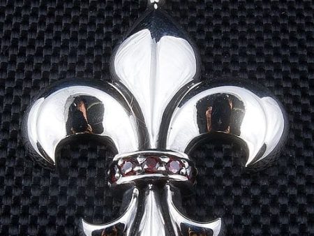 Red Garnet Fleur De Lis Sterling Silver Pendant Sale