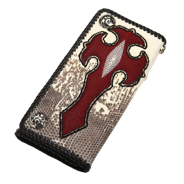 Stingray Cross Lizard Leather Long Biker Wallet Online