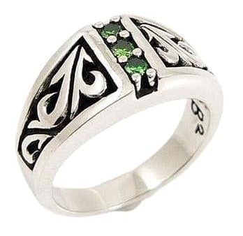 Tribal Emerald Sterling Silver Ring Hot on Sale