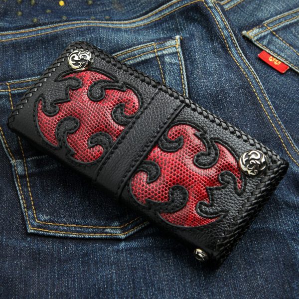 Genuine Leather Scorpion Tattoos Biker Wallet Online Sale