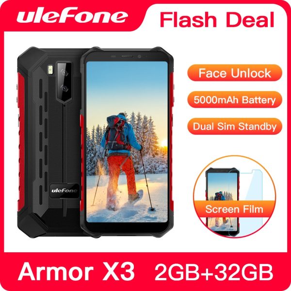 Ulefone Armor X3 Rugged Smartphone Android 9.0 IP68 Android 5.5  2GB 32GB 5000mAh 3G Rugged Cell Phone Mobile Phone Android For Sale