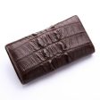 Brown Genuine Crocodile Big Tail Skin Womens Wallet Cheap