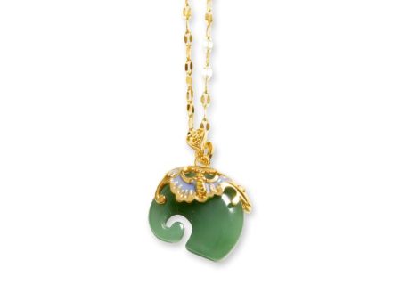 18k Gold-Plated Green Jade Elephant Pendant Necklace with Stainless Steel Chain – Elegant and Symbolic Jewelry by Ancient Infusions Hot on Sale