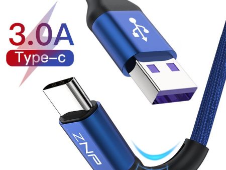 ZNP USB Type C Cable For Samsung S10 Huawei P30 Pro Fast Charge Type-C Mobile Phone Charging Wire USB C Cable for Samsung S9 S8 Supply