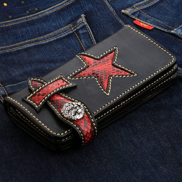 Tribal Star Red Snake Skin Biker Wallet Online