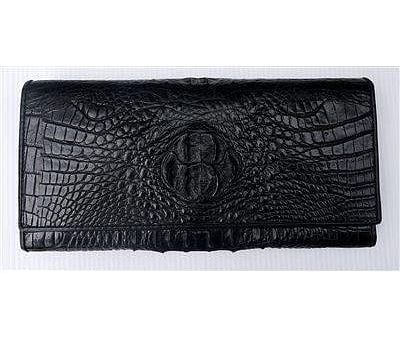 Black Genuine Crocodile Hornback Wallet Hot on Sale