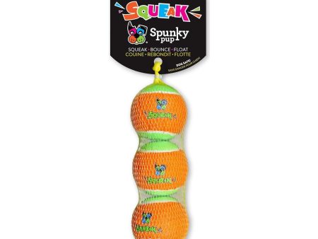 Spunkypup Squeaky Tennis Balls Meduim-3 Pk For Discount