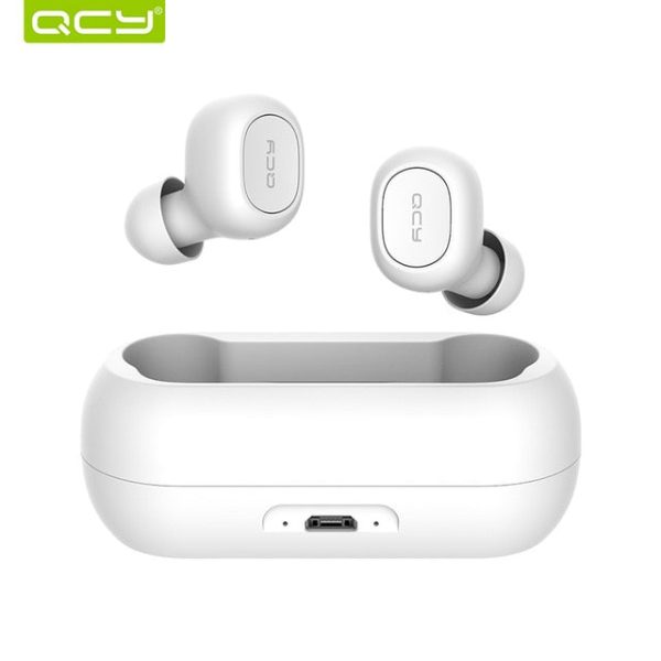 QCY QS1 T1C Mini Dual V5.0 Wireless Earphones Bluetooth Earphones 3D Stereo Sound Earbuds with Dual Microphone and Charging box Supply