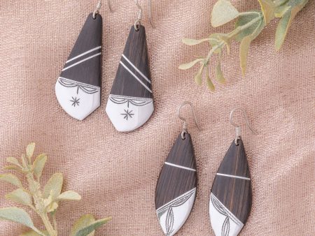 Tuareg Silver and Ebony Drop Earrings Cheap