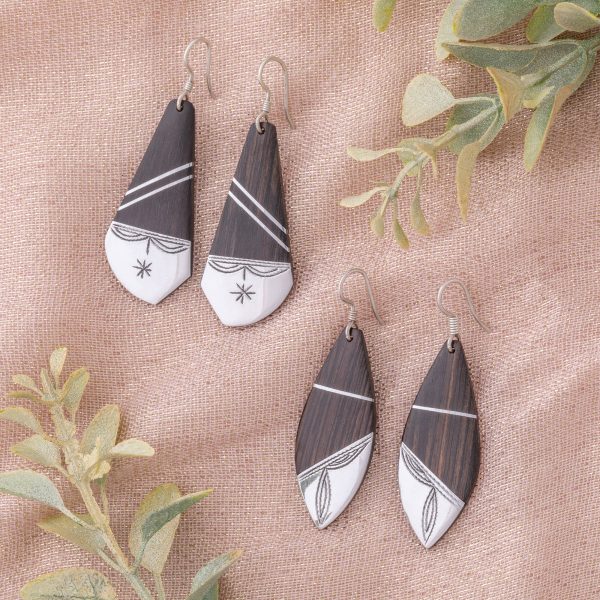 Tuareg Silver and Ebony Drop Earrings Cheap