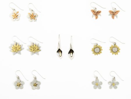 Mixed Metal Dangling Flower Earrings Online Hot Sale