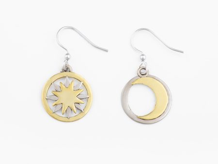 Sun & Moon Mixed Metal Earrings Supply