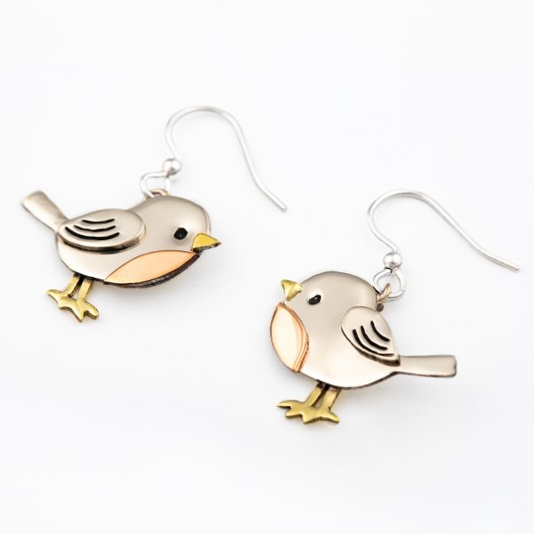 Little Bird Mixed Metal Earrings For Discount