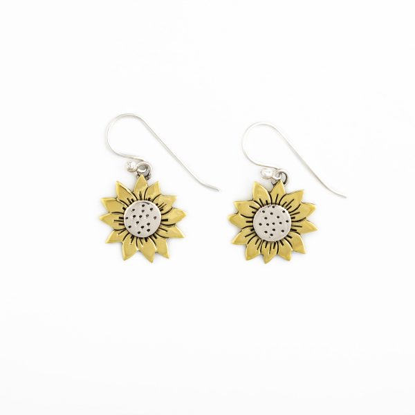 Mixed Metal Dangling Flower Earrings Online Hot Sale